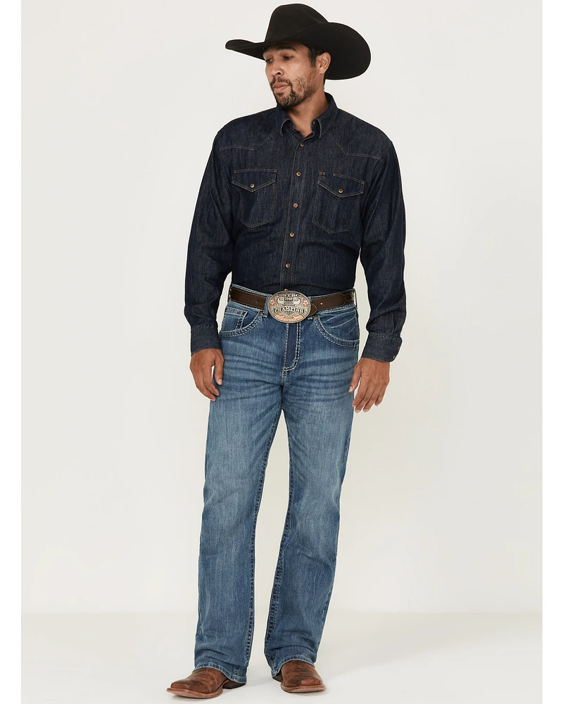 Rock 47 by Wrangler Men's Sand Springs Medium Wash Slim Bootcut Stretch Denim Jeans