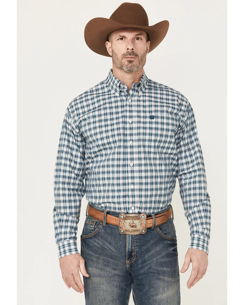 Cinch Men's Plaid Print Long Sleeve Button-Down Western Shirt