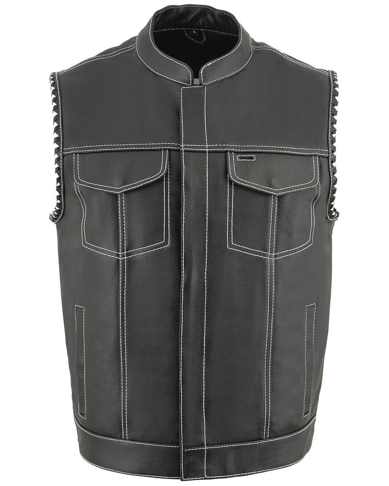 Milwaukee Leather Men's Old Glory Laced Arm Hole Concealed Carry Vest