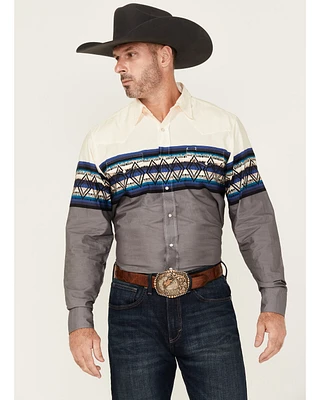 Roper Men's Vintage Southwestern Border Long Sleeve Pearl Snap Western Shirt