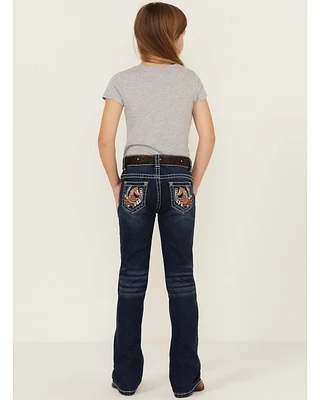 Shyanne Girls' Dark Wash Horseshoe Pocket Bootcut Stretch Denim Jeans