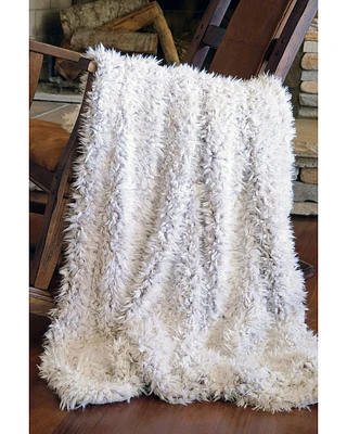 Carstens Home Off-White Shaggy Plush Faux Fur Throw Blanket