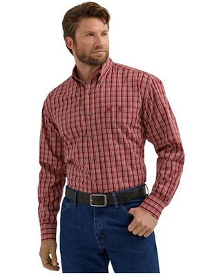 Wrangler Men's Classic Plaid Print Button-Down Western Shirt