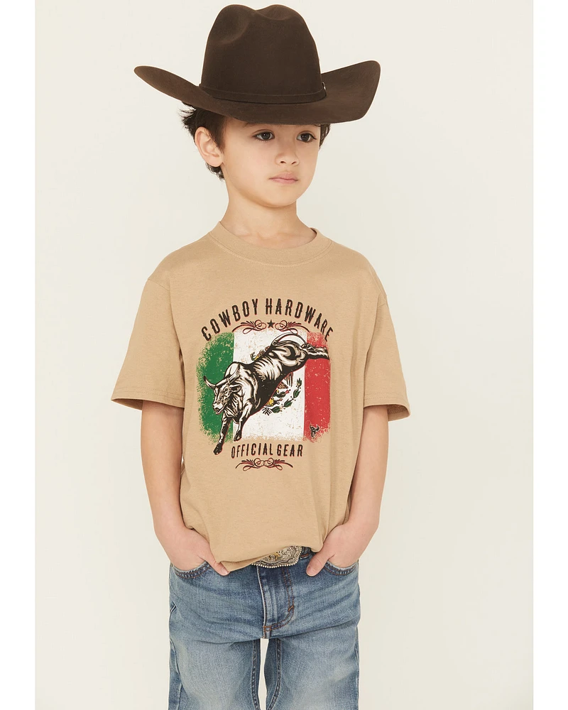Cowboy Hardware Boys' Mexico Flag Bucking Bull Short Sleeve Graphic T-Shirt