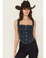 Wrangler x Lainey Wilson Women's Pony Up Button-Down Bustier Denim Top