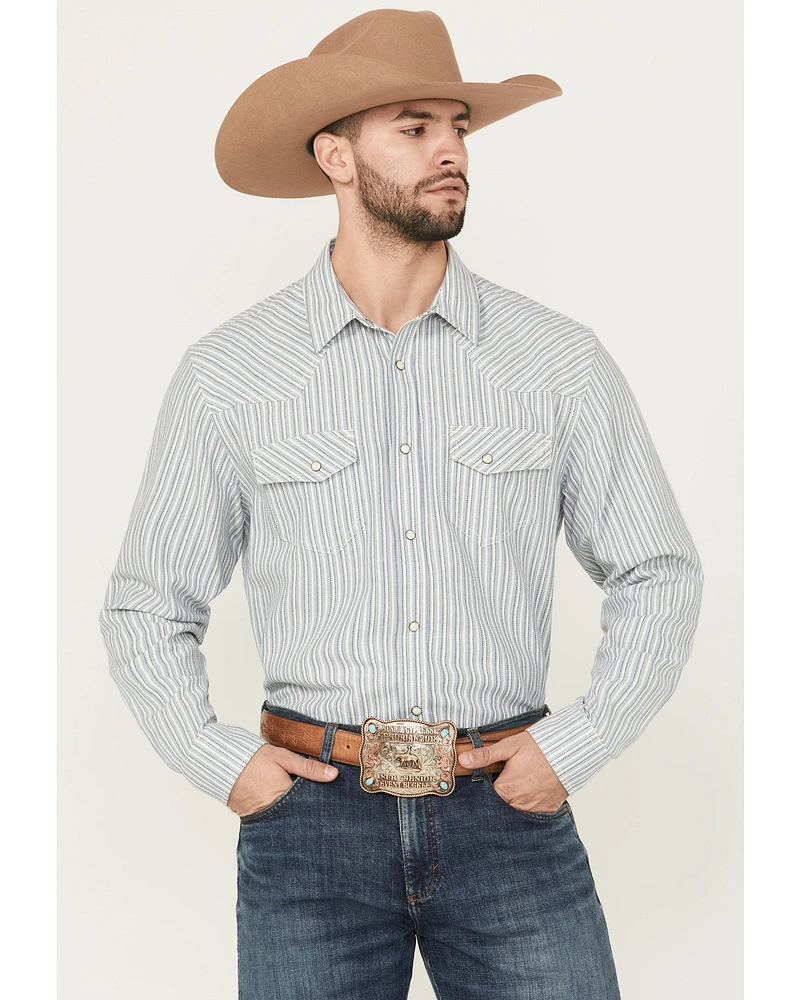 Blue Ranchwear Men's Cloud Striped Long Sleeve Snap Western Shirt