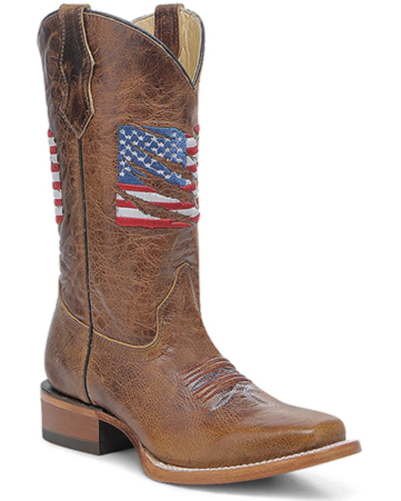 Corral Girls' Patriotic Embroidered Western Boots - Broad Square Toe