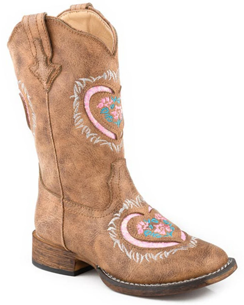 Roper Girls' Lydia Inlay Western Boots - Broad Square Toe