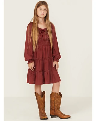 Shyanne Girls' Baby Down Bow Long Sleeve Mini Dress