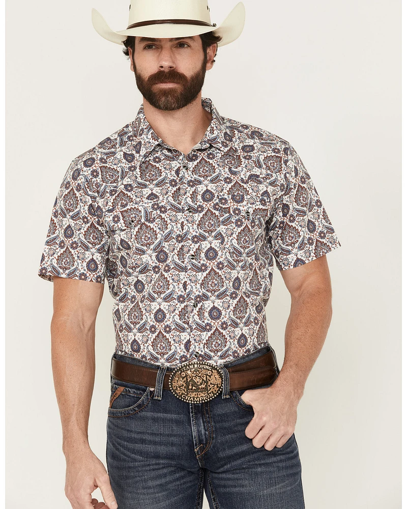 Gibson Trading Co Men's Grand Finale Floral Paisley Print Short Sleeve Snap Western Shirt