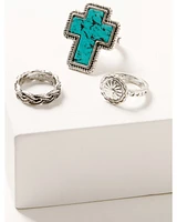 Shyanne Women's Turquoise Cross Statement Ring Set - 3 Piece