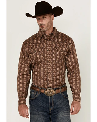 Cowboy Hardware Men's Southwestern Print Long Sleeve Snap Stretch Western Shirt