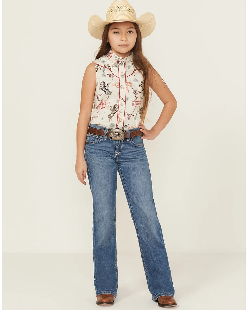 Ariat Girls' Medium Wash Bootcut Stretch Denim Jeans
