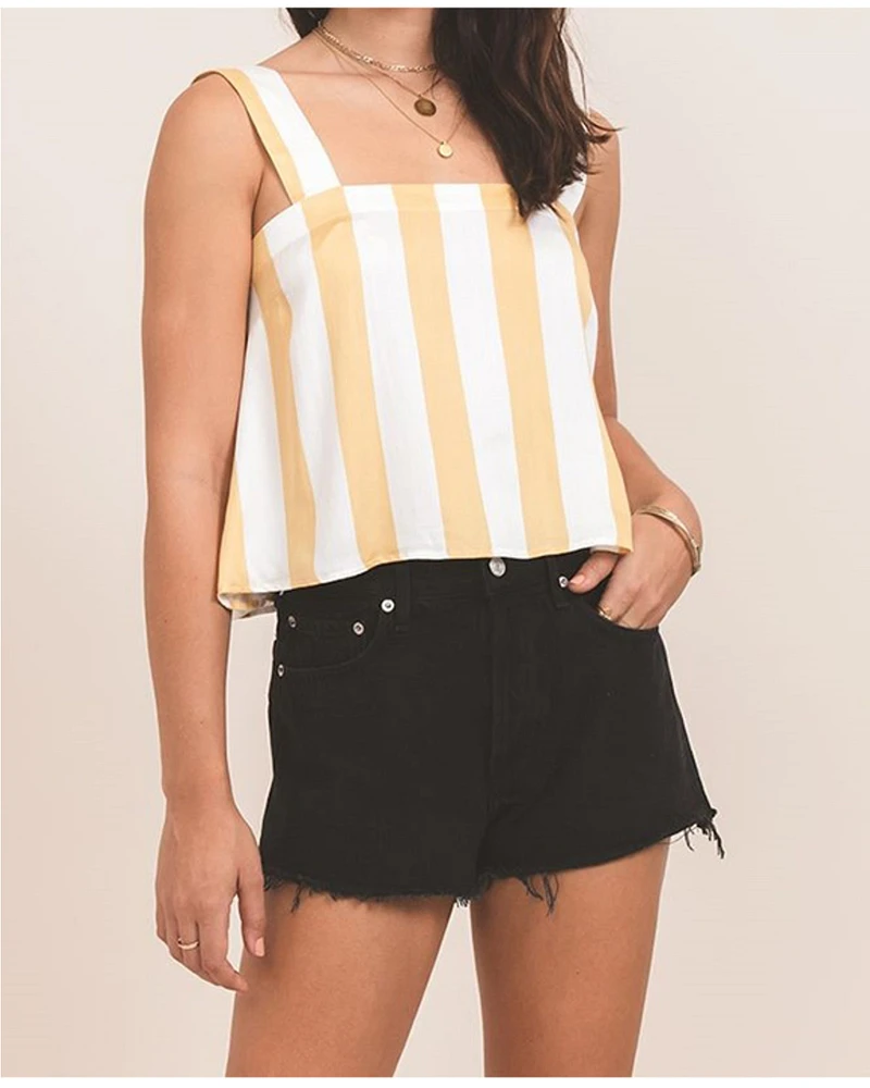 Others Follow Women's Mustard & White Delta Top
