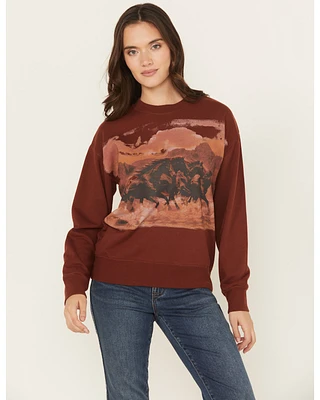 Shyanne Women's Running Horses Loose Fit Graphic Sweatshirt