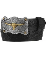 Tony Lama Kid's Steer Head Leather Belt