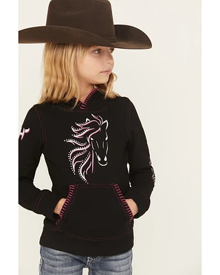 Cowgirl Hardware Girls' Blaze Horse Thermal Hoodie