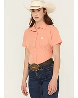 Cinch Women's Solid Short Sleeve Button-Down Stretch Western Shirt