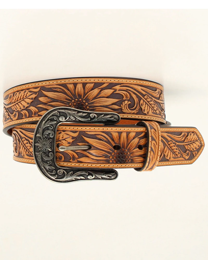 Nocona Women's Sunflower Tooled Leather Belt