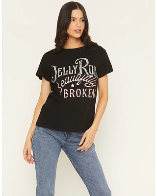 People of Leisure Women's Jelly Roll Beautifully Broken Short Sleeve Graphic Tee