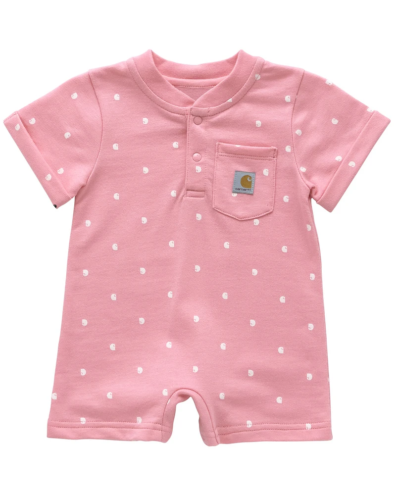 Carhartt Infant Girls' Logo Short Sleeve Snap Romper