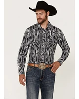 Rock & Roll Denim Men's Southwestern Print Long Sleeve Snap Stretch Western Shirt