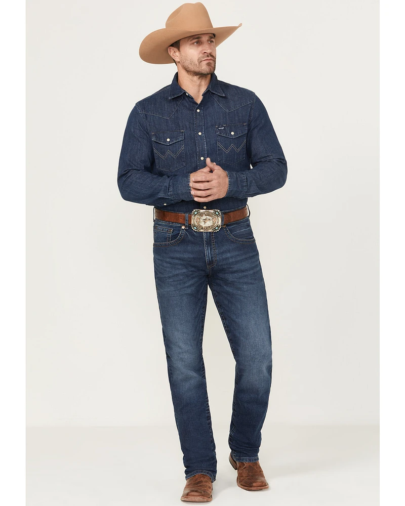 Rock 47 by Wrangler Men's Tynecastle Dark Wash Slim Straight Stretch Denim Jeans
