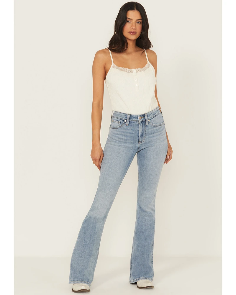 Idyllwind Women's Outlaw Light Wash High Rise Double Back Yoke Bootcut Super Stretch Denim Jeans