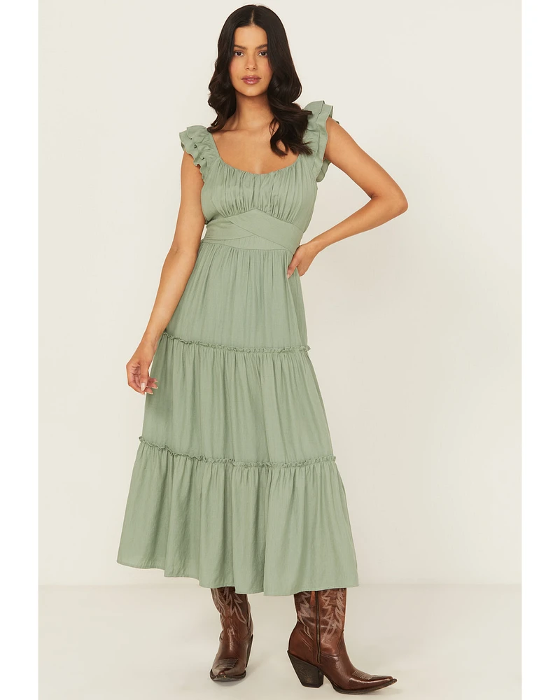 Ash & Violet Women's Flutter Sleeve Midi Dress