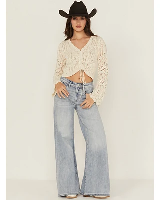 Miss Me Women's Light Wash High Rise 32" Super Wide Stretch Denim Jeans