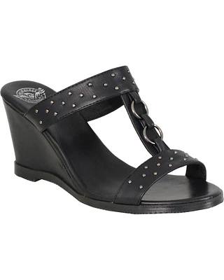 Milwaukee Leather Women's Studded Double Strap Wedge Sandals