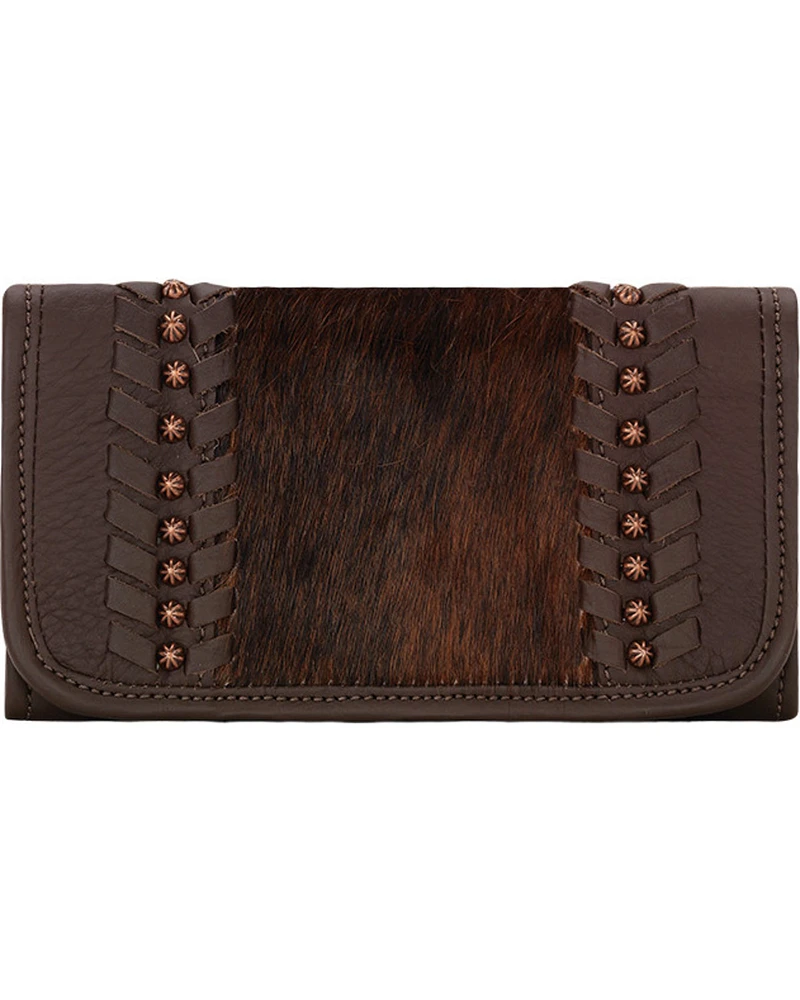 American West Women's Cow Town Chocolate Tri-Fold Wallet