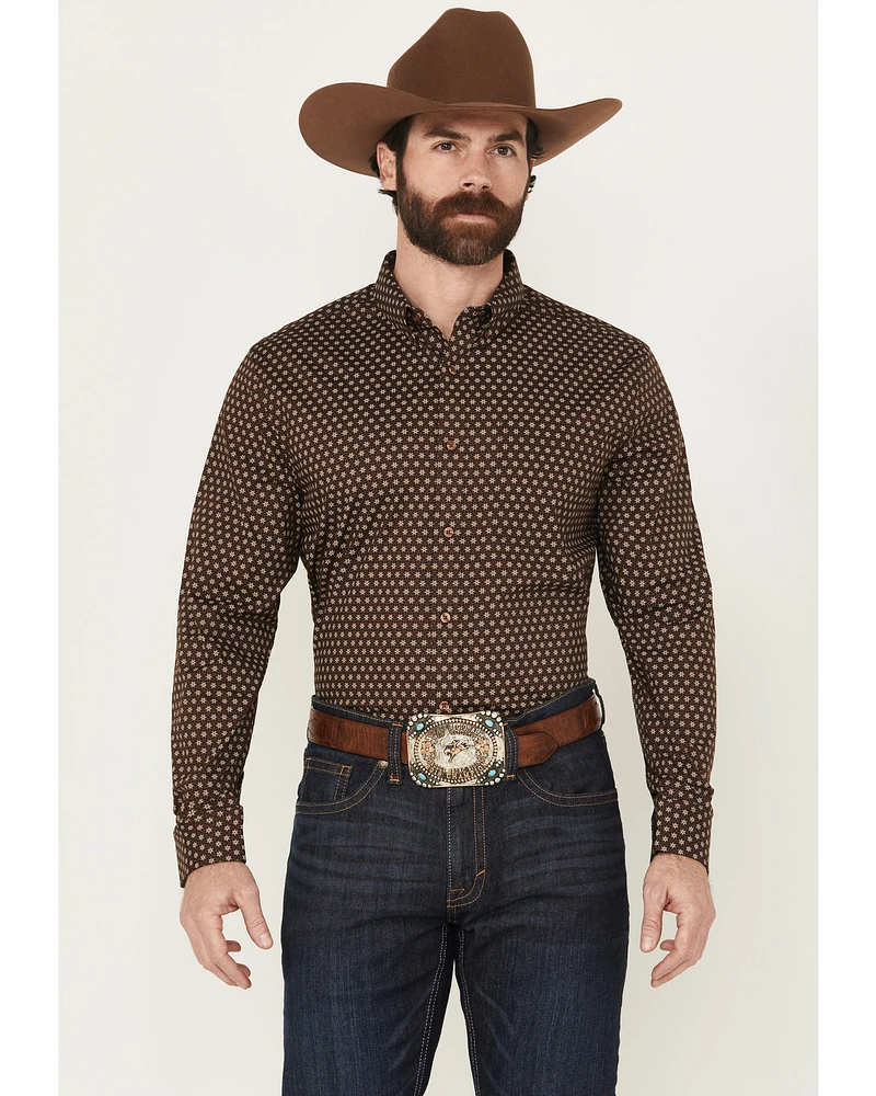 Cody James Men's Sebastian Geo Print Long Sleeve Button-Down Stretch Western Shirt
