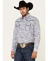 Rock 47 By Wrangler Men's Navy Paisley Print Long Sleeve Western Shirt