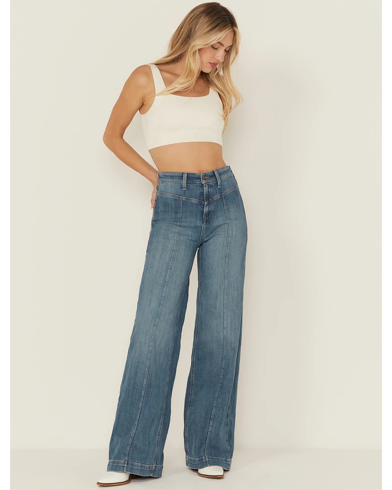 Ariat Women's Sloane Medium Wash Ultra High Rise Wide Leg Denim Jeans