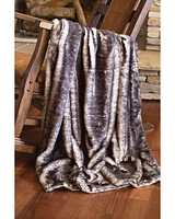 Carstens Home Dark Grey Tipped Fox Faux Fur Throw Blanket