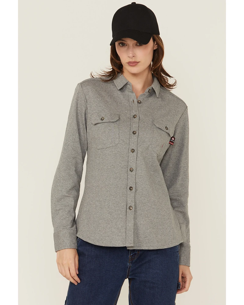 Forge Workwear Women's FR Knit Long Sleeve Button-Down Work Shirt