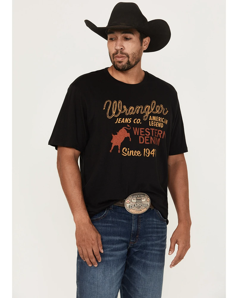 Wrangler Men's Western Denim Logo Short Sleeve Graphic T-Shirt