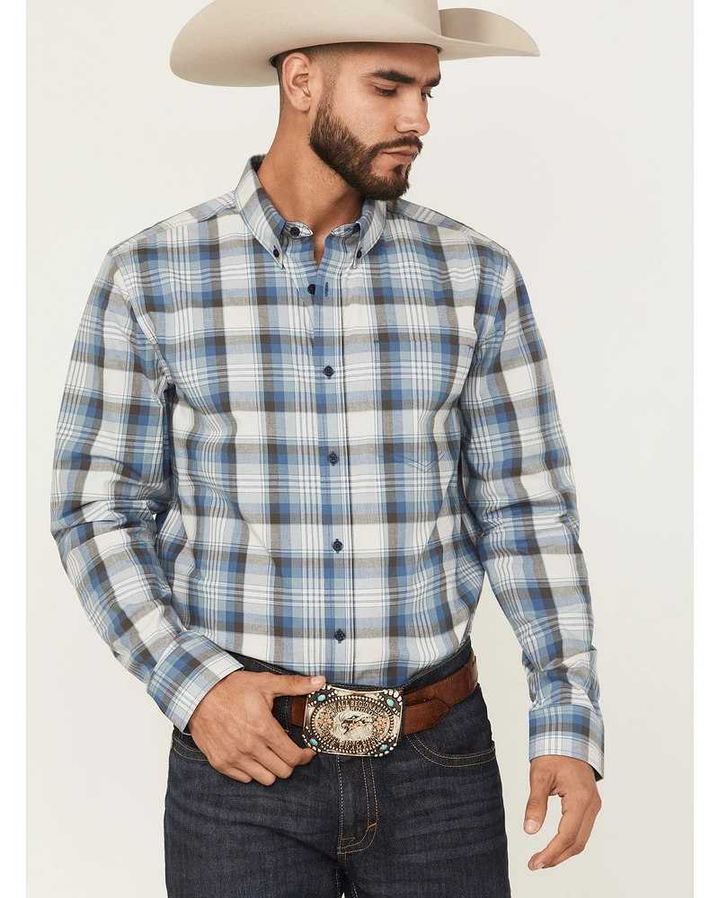 Cody James Men's Howdy Duty Plaid Print Long Sleeve Button-Down Western Shirt - Tall