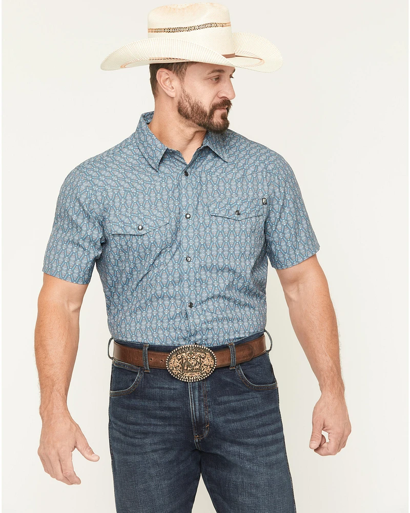 RANK 45® Men's River Rangers Southwestern Print Short Sleeve Snap Western Shirt