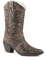 Roper Women's Brown Alisa Metallic Inlay Boots - Snip Toe