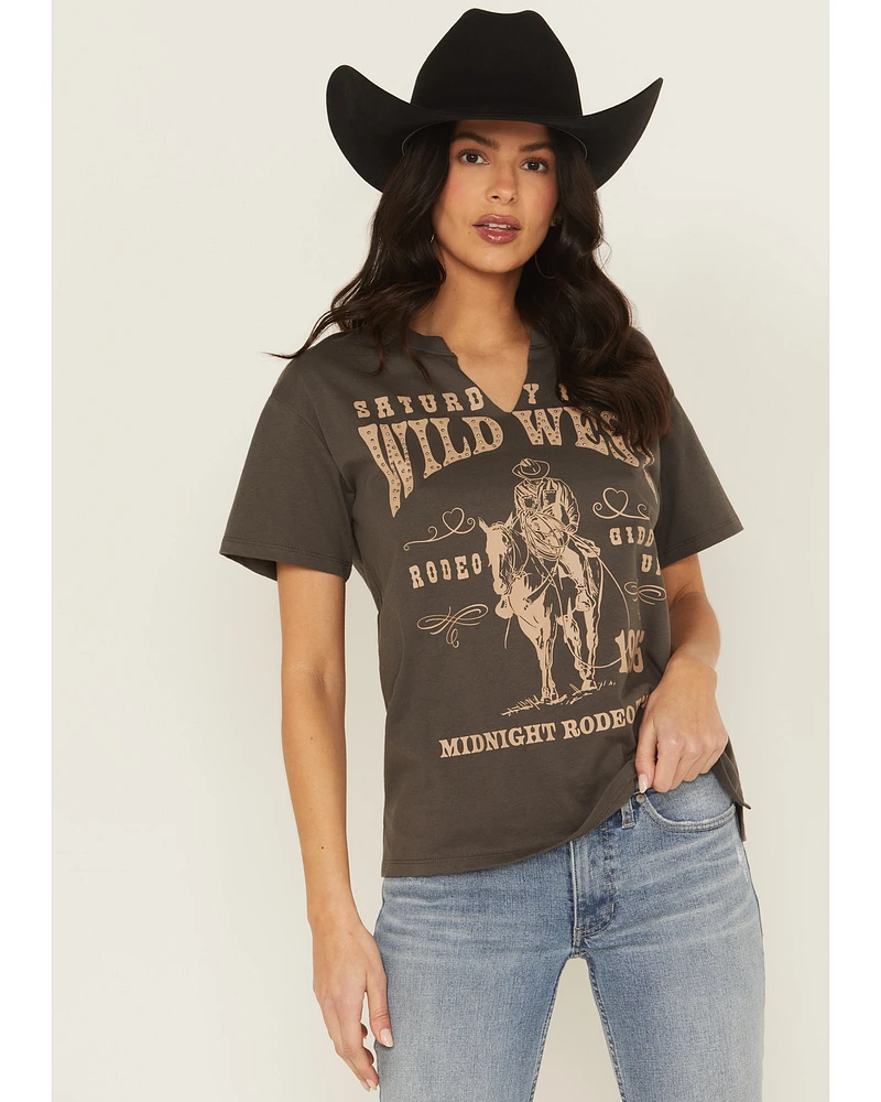 Blended Women's Wild West Studded Short Sleeve Graphic Tee