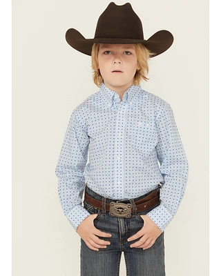 Wrangler Boys' Dotted Long Sleeve Button-Down Stretch Western Shirt