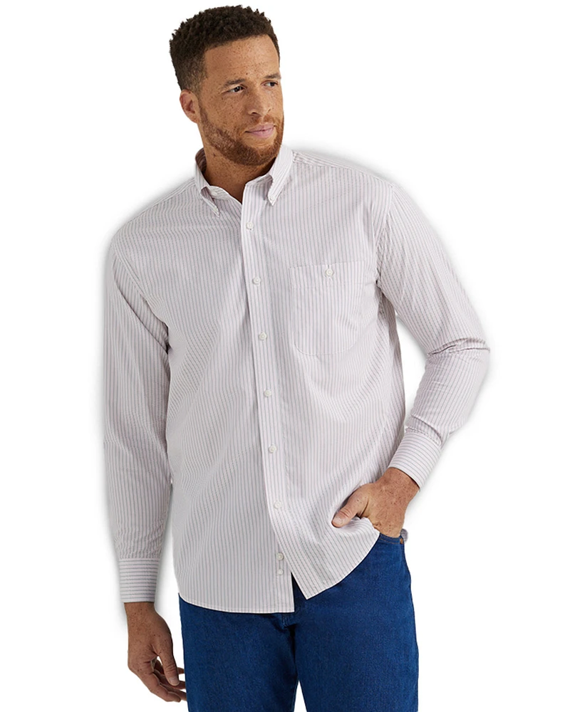 Wrangler Men's Bucking Cancer Geo Print Long Sleeve Button-Down Western Shirt - Tall