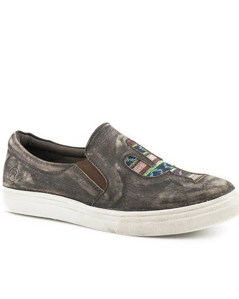 Roper Women's Rub Off Brown Western Shoes - Round Toe