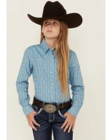Cruel Girl Girls' Floral Striped Long Sleeve Snap Western Shirt