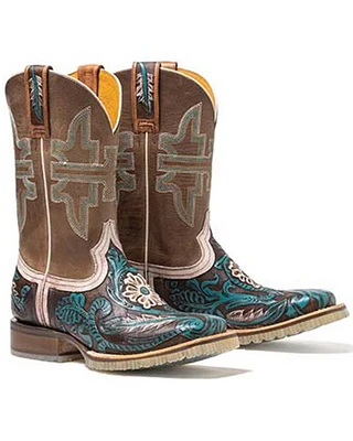 Tin Haul Women's Lone Flower Western Boots - Broad Square Toe