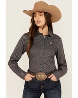 Cinch Women's Geo Print Long Sleeve Button-Down Western Shirt