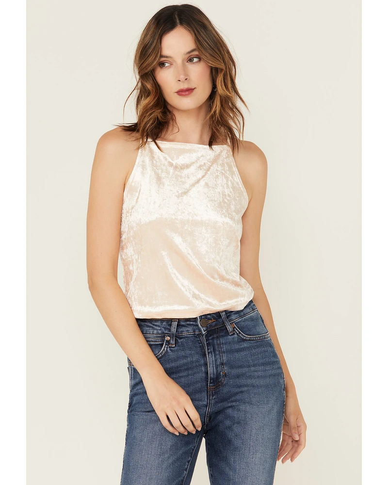 Beyond The Radar Women's Velvet High Neck Tank Top