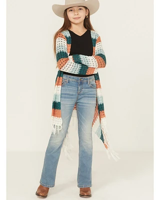 Rock & Roll Denim Girls' Striped Fringe Cardigan